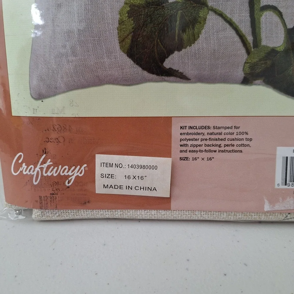 Vintage Craftways Embroidered Pillow Cover Kit Sunflower Cushion Cover 16x16in